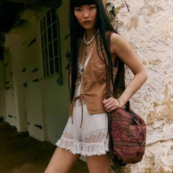 FREE PEOPLE We The Free Talia Shoulder Bag In Distressed Brown NWT